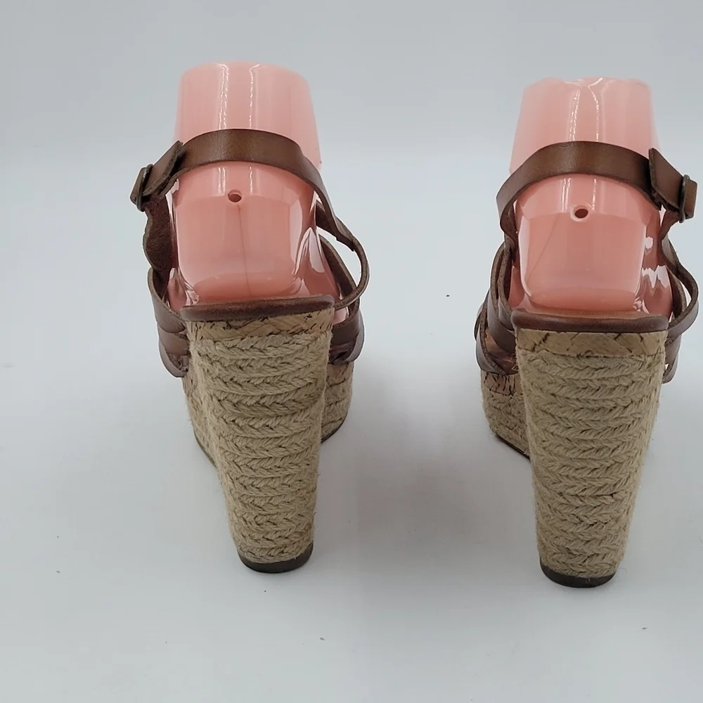 Espadrille Sandal Wedges size 9 strappy Brown